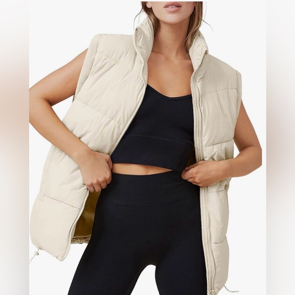 Women's Cream Puffer Vest